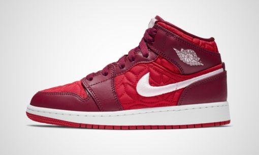 Air Jordan 1 Mid SE GS "Red Quilt"