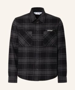 Off-White Flanellhemd Regular Fit grau
