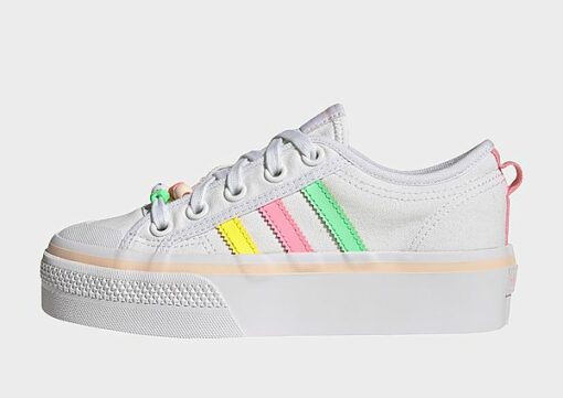 adidas Originals Nizza Platform Schuh, Cloud White / Beam Yellow / Beam Pink