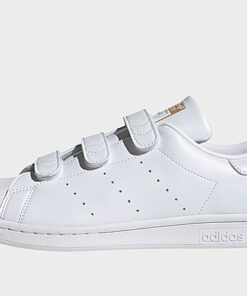 adidas Originals Stan Smith Schuh, Cloud White / Cloud White / Gold Metallic