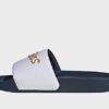 adidas Shower adilette - Damen, Cloud White / Gold Metallic / Shadow Navy