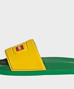 adidas x LEGO Comfort adilette, Eqt Yellow / Core White / Green