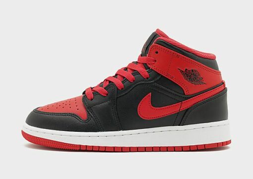 Jordan Air 1 Mid Kinder, Black/White/Fire Red