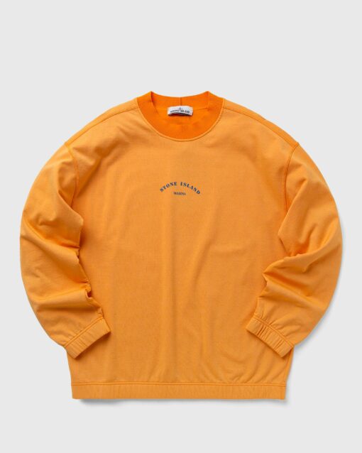 Stone Island Crewneck Cotton / Nylon Terry Fleece, Stone Island Marina men Sweatshirts Orange in Größe:S