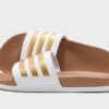 adidas Comfort adilette - Damen, Cloud White / Cloud White / Matte Gold