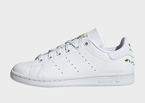 adidas Originals Stan Smith Schuh, Cloud White / Green / Shock Purple