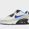 Nike Air Max 90 Leather Kinder, Summit White/Light Bone/Black/Racer Blue