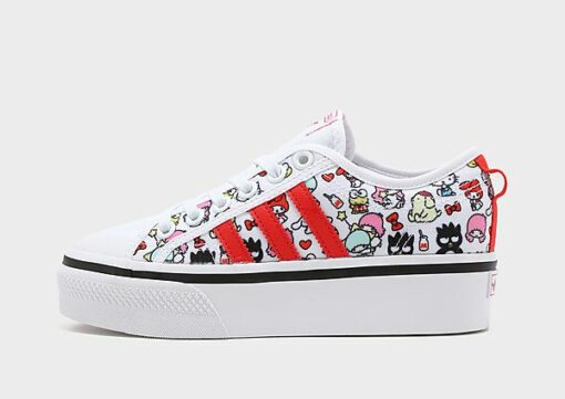 adidas Originals Nizza Platform Schuh, Cloud White / Core Black / Vivid Red