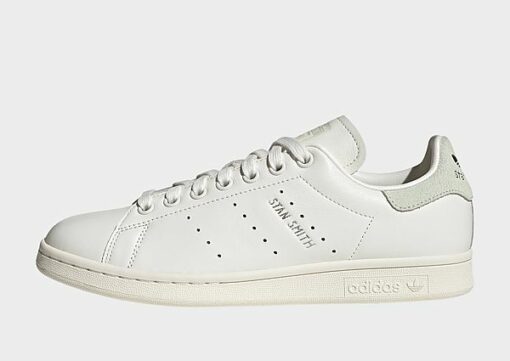 adidas Originals Stan Smith Schuh - Damen, Core White / Linen Green / Silver Metallic